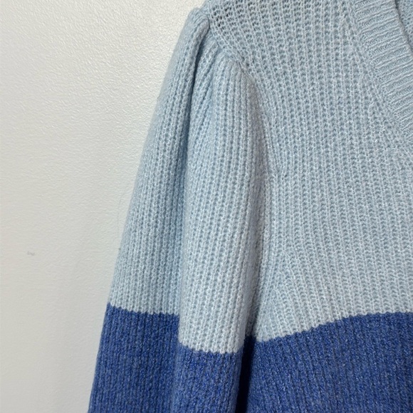 White House Black Market Sweater Colorblock V-Neck Bishop Sleeve in Size L NWT - Picture 5 of 15